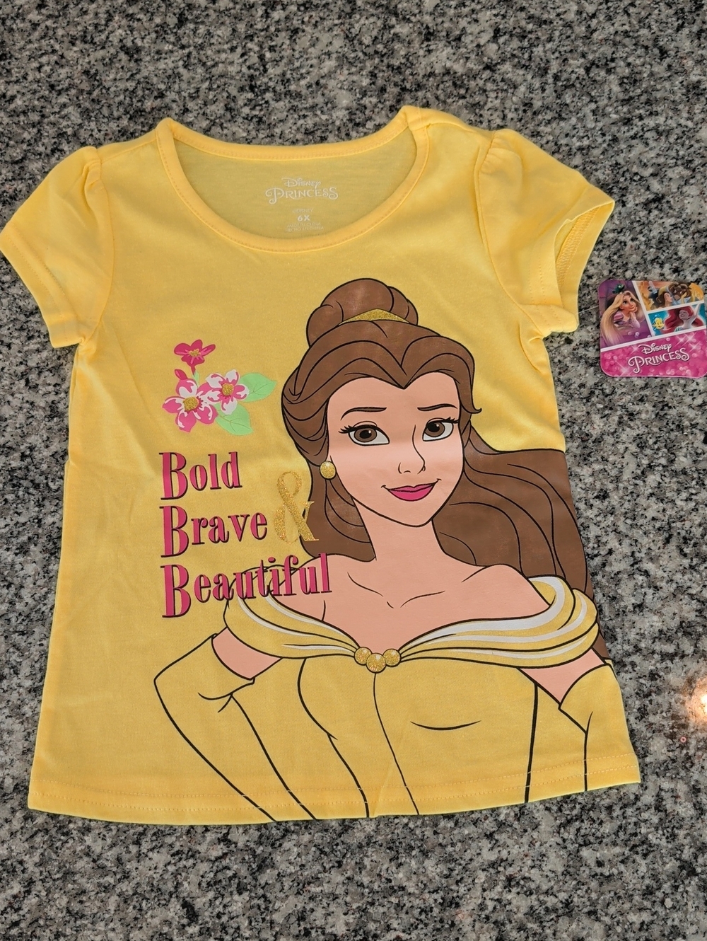 Disney Yellow Belle Short Sleeve Tee with Graphic